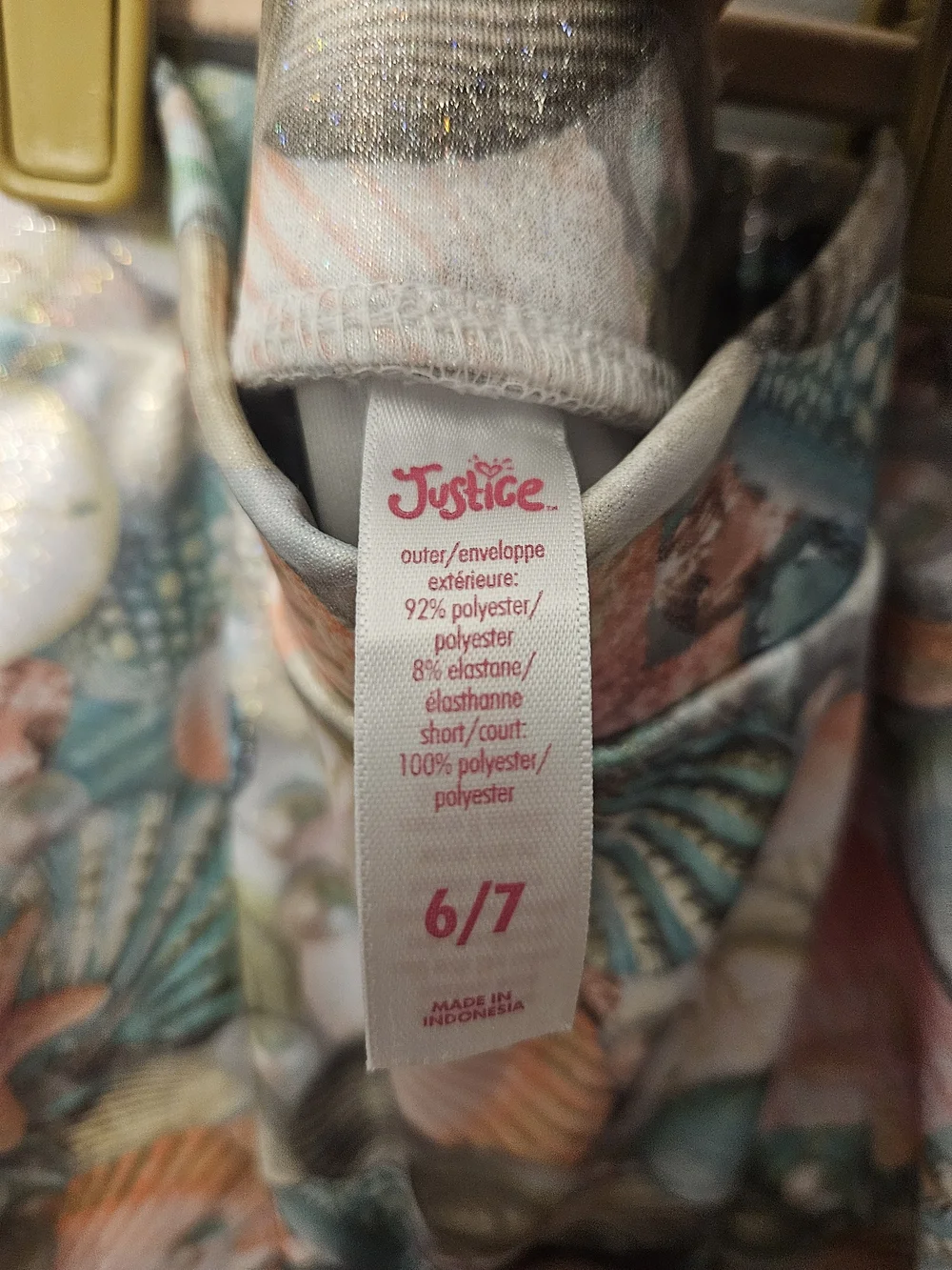 *Vintage* Justice Multicolor Seashell Skirt with Glitter Accent